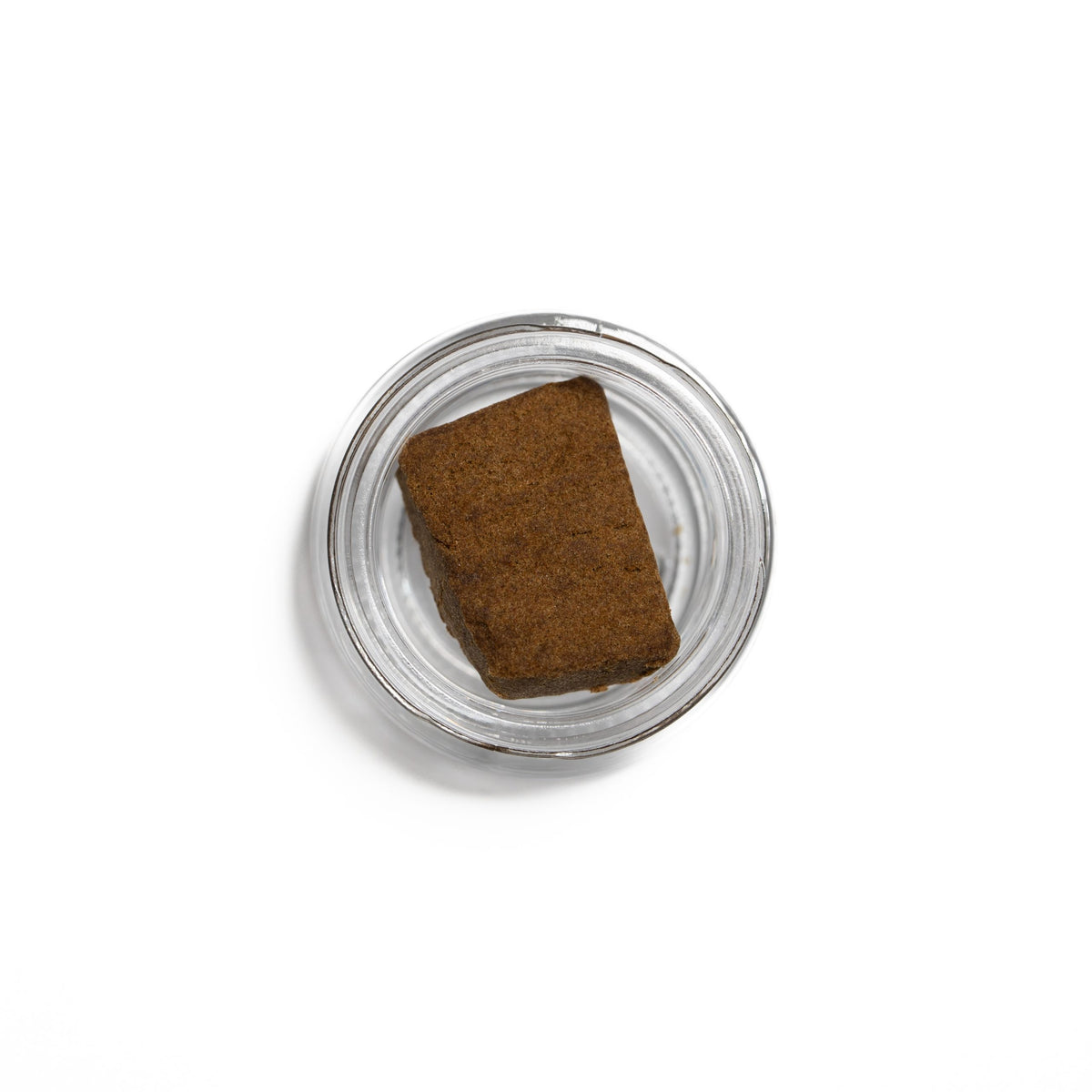 Beldia CBD-Hasch, ein Stück in einer Glasschale